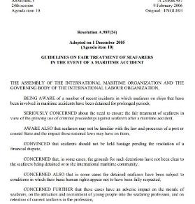 GUIDELINES ON FAIR TREATMENT OF SEAFARERS IN THE EVENT OF A MARITIME ACCIDENT(Resolution A.987(24))