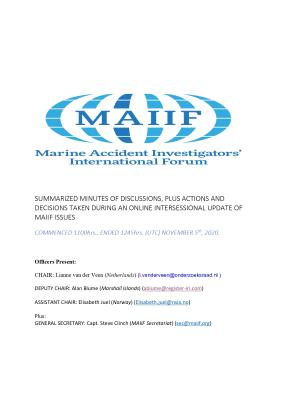MAIIF 1st Intersessional On-Line Update - 5th November 2020